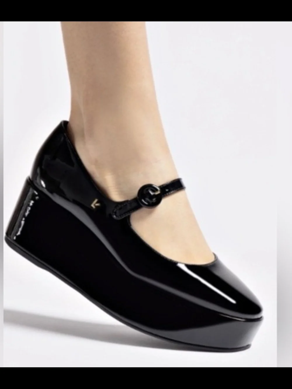 Larroude Black Patent Mary Jane Platform Shoes